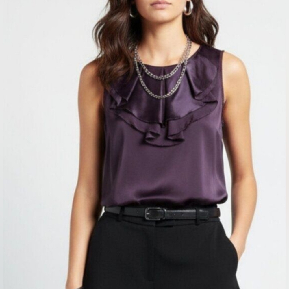Vince. Purple Sleeveless Stretch Silk Top Sz S